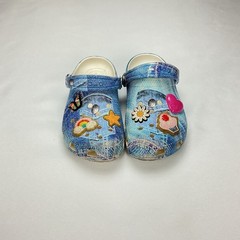Crocs Kids Denim Patch Clog With Jibbitz Size 13