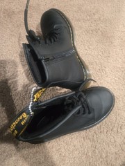 Dr. Martens 1460 Mono J Black Leather Boots Kids Size 3 AirWair Zipper (combat)