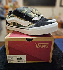 VANS Knu Skool Kids Camo Black/White Suede Lace-Up Low Top Sneaker 4.0