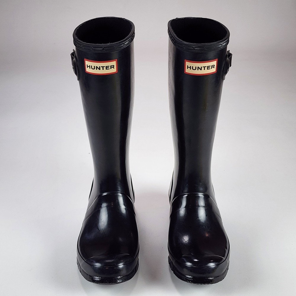 Hunter Original Kids Gloss Rain Boots black Size US Girls 4 – Boys 3 EU 34
