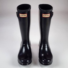 Hunter Original Kids Gloss Rain Boots black Size US Girls 4 – Boys 3 EU 34
