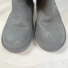 UGG Boots Kids Size 2 Black Good Leather Suede Back Zip Faux Fur 1013287K