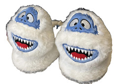 RUDOLPH Abominable Snowman Toddler SIZE 5-6 Slippers WHITE 3D head and face NEW