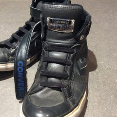 Converse All Star Kids Black Leather Sneakers pro blaze Size 4