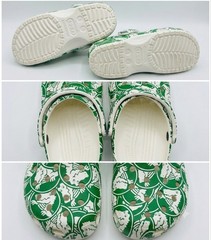 CROCS Classic Dukes Print Clogs Green White Slip On Women Size 7/ Mens 5