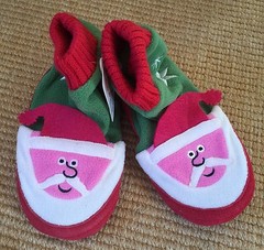 Hanna Andersson Santa St Nick Slipper Socks Boots Fleece Lining sz 9-10