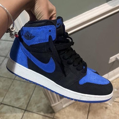 Nike Air Jordan 1 Retro High OG GS Black/Blue Leather High Top 5Y FD1437-042