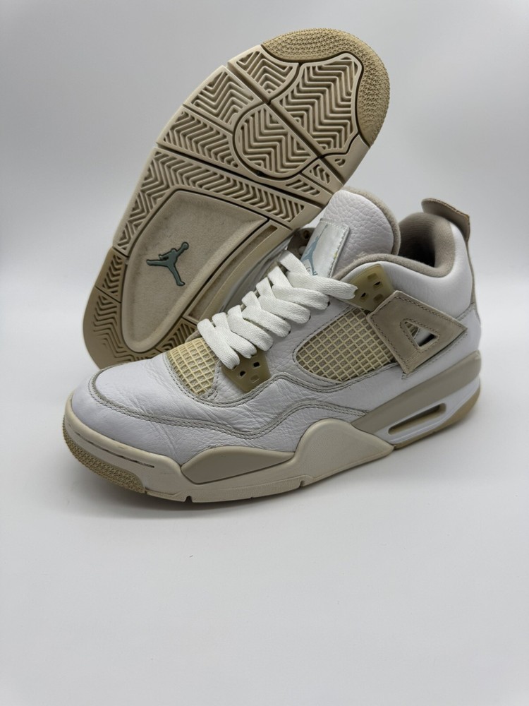 Nike Air Jordan 4 Retro Linen (White Tan Sand Beige) 487724-118 Youth Size 6.5