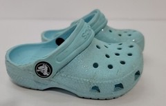 Crocs Iconic Comfort Blue Glitter Sparkle Girls Kids Child Size 7