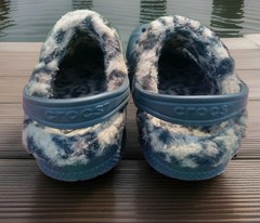 Crocs Baya Clogs Leopard Lined Kids Girls Sz C 6 7 Slip On Sandals Faux Fur C6/7