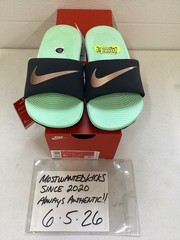 DS 2021 Nike Kawa Slide Off Noir Mint Foam Metallic Red Bronze GS/PS Sz 4Y