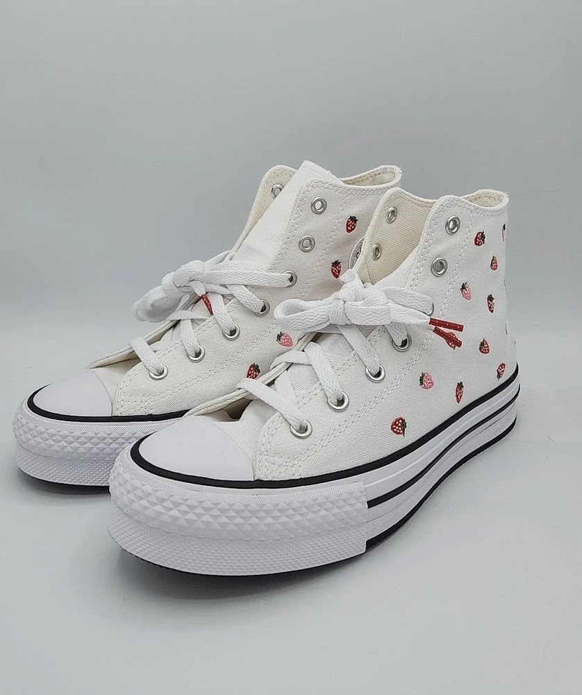 Converse Big Kids Unisex Chuck Taylor All Star Eva Lift, White/Red/Pink, 5.5 US