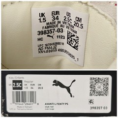 2020s Puma Fenty Avanti Low-Top Sneakers / Trainers, Kids Size 2.5C, W/ Box