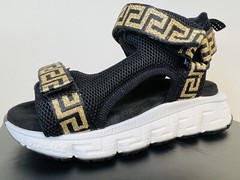 VERSACE Kids Mini Me Greca Neoprene Strap Sandals, Size 31 EU/13 Child US, $450