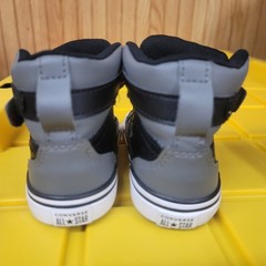 Converse Pro Blaze Strap Black Grey Leather High Top Sneakers Kids Size EUc