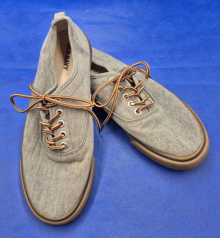 Old Navy Gray Stonewashed Canvas Sneakers Kids 4