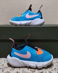 Nike Flex Runner 2 Little Kids Pull On Shoes Blue Orange Preschool- Size 5C