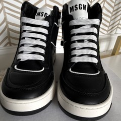 MSGM Unisex Kids Black High Top Sneakers Kips Nero Rubber Sole EU 33