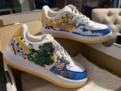 Custom Nike Force 1 Low EasyOn PS Rugrats Hand Painted Kids Size 1.5Y EU33.