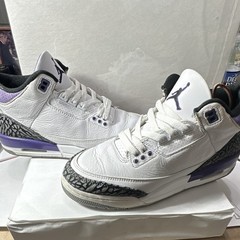 Jordan 🏀💜🤍🖤Air Jordan 3 Retro GS Kids 6Y White/Purple DM0967-105
