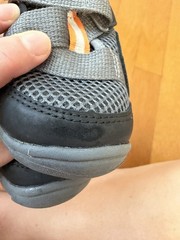 Cat & Jack Unisex Kids Gray/Orange/Black Mesh Hook & Loop Sneakers Size 6