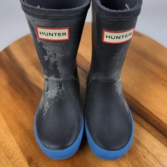 Little Kids Hunter First Classic Navy Blue Pull On Tall Rain Boots Size 8 C GUC