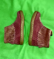 $68 KICKERS GENUINE SUEDE X RUBBER SOLE SIDE ZIPPER X HOOK & LOOP KIDS BOOTS 5
