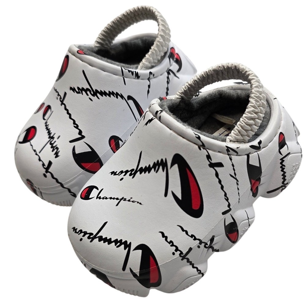 Champion University Super Meloso Script Clog Slippers White Toddler Size 6