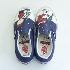 VANS x Peanuts Charlie Brown Snoopy Christmas Slip-On Kids Shoes 13.5