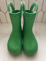 Crocs Kids Rain Boots W/ Handles Size J 1 Green Junior