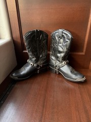Vintage Durango Black Leather Biker Boots Youth Size 3.5 D