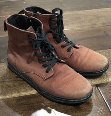 Dr. Martens Marley Boots Canvas Red Zip Up Size 2 Youth