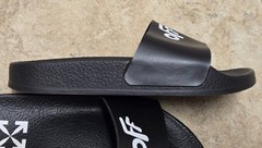 Off-White Little Boy’s „Off“ Logo Pool Slides, Black, Size 11.5-12