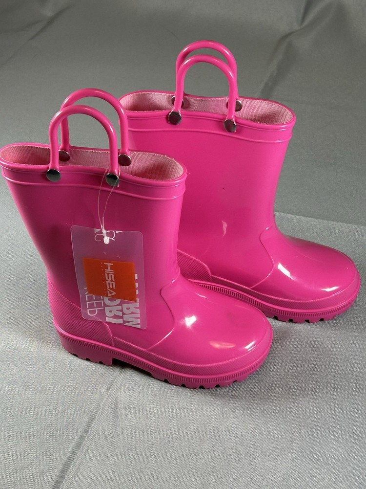 HISEA Kids Toddler Rain Boot Easy-On Handle Waterproof Comfy Outdoor Mud Wellies