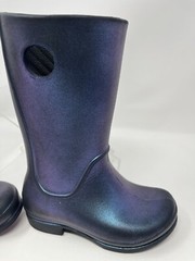 Crocs Blue Iridescent Wellies Rain Boots Childrens C11 Outdoor Waterproof Shoes