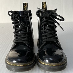 Dr. Martens Zavala J Combat Boots Patent Leather Zip Closure Unisex Kids Size 11