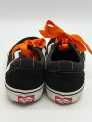 Vans Old Skool Low-Top Canvas Sneakers Black/White W/ Orange Ribbon Laces Youth