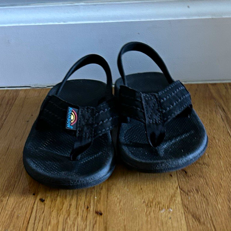 Rainbow Unisex Kids Slingback Strap Sandals Black Slip On toddler 5/6