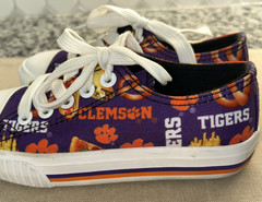 Foco Clemson University Tigers Purple Orange Lace Up Canvas Sneakers Youth 11-12