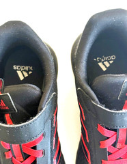 Adidas x PLR Path, Kids Cool Black & Red Shoes, Size 3.