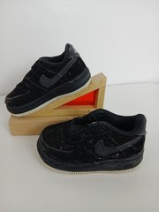 Nike Air Force 1 Toddler Size 6C Av3528-100 Pre-Owned Black Felt Like OuterLayer