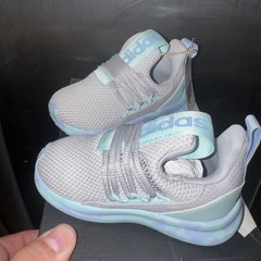 adidas Lite Racer Adapt 7.01 Mesh Slip-On Sneakers Light Gray Blue Kids 6k New