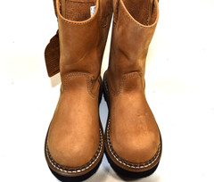 Georgia Boot-Kids 2 M Wellington Pull on-Brown-GB202 ROUND TOE WORK/WESTERN