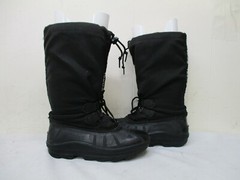 SOREL Canada Black Rubber Canvas Winter Lined Snow Boots Youth Size 4