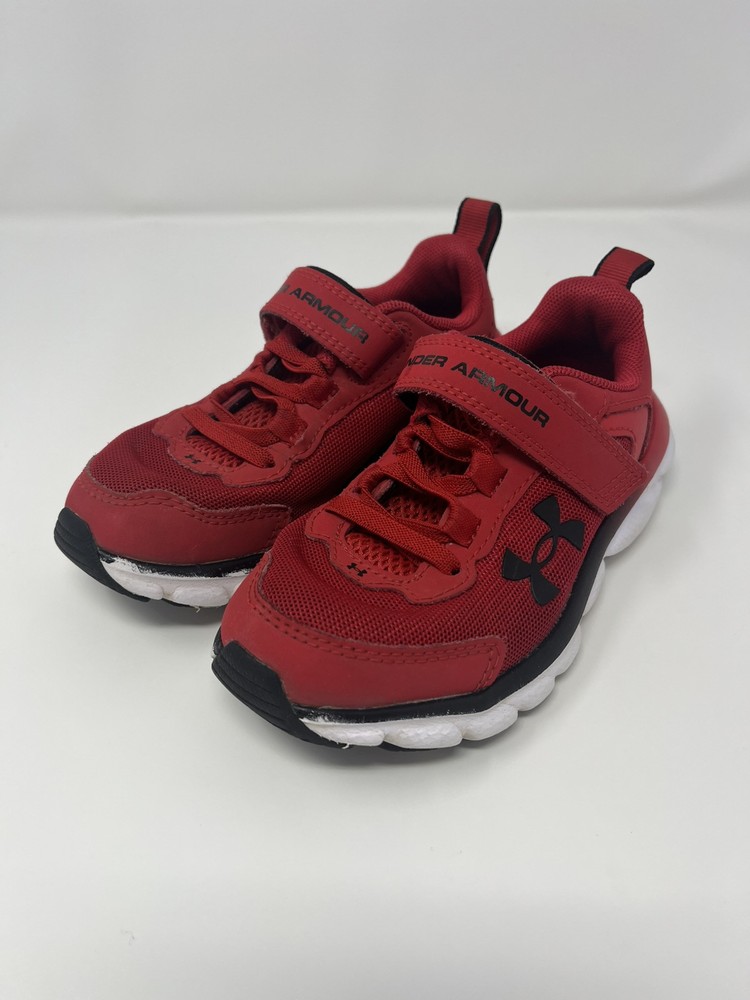Under Armour Kids Assert Red Adjustable Running Shoes Sneakers Size 11K