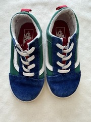 VANS Off The Wall Colorblock Sneakers Blue Green Yellow Canvas Suede Unisex Kids