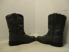 Cowtown Gray Leather Roper Cowboy Boots Youth Size 4 D Style 2812