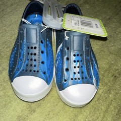 First Steps Unisex Kids Slip-On Camo Sneakers Blue/Black/White US 8 Low Top