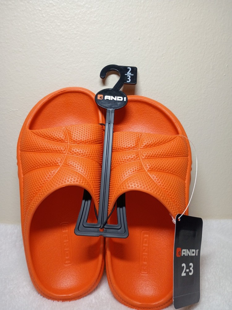 AND1 For Real Unisex Kids Orange Slide Sandals US 2-3 EVA Lightweight