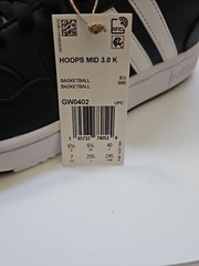 NWB-Adidas Hoops Mid 3.0 K GW0402 Unisex Kids Black/White Basketball Shoes US7
